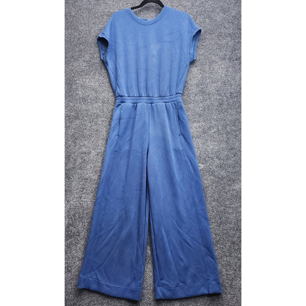 Spanx AirEssentials Womens Blue Wide Leg Sleeveless Jumpsuit Athleisure S